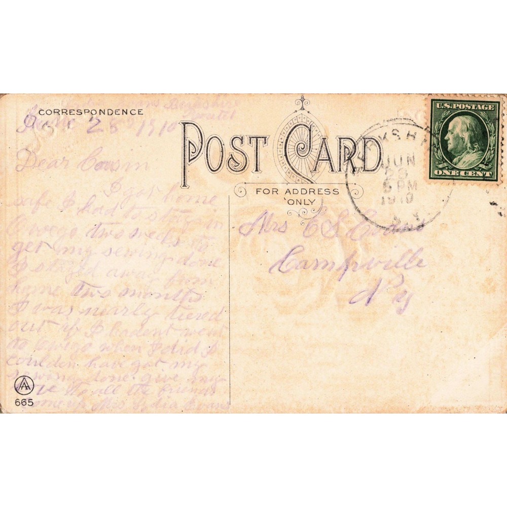 Antique 1910 Red Rose Reflection Postcard Embossed Gold Border 1c Franklin Stamp - Picture 2 of 2